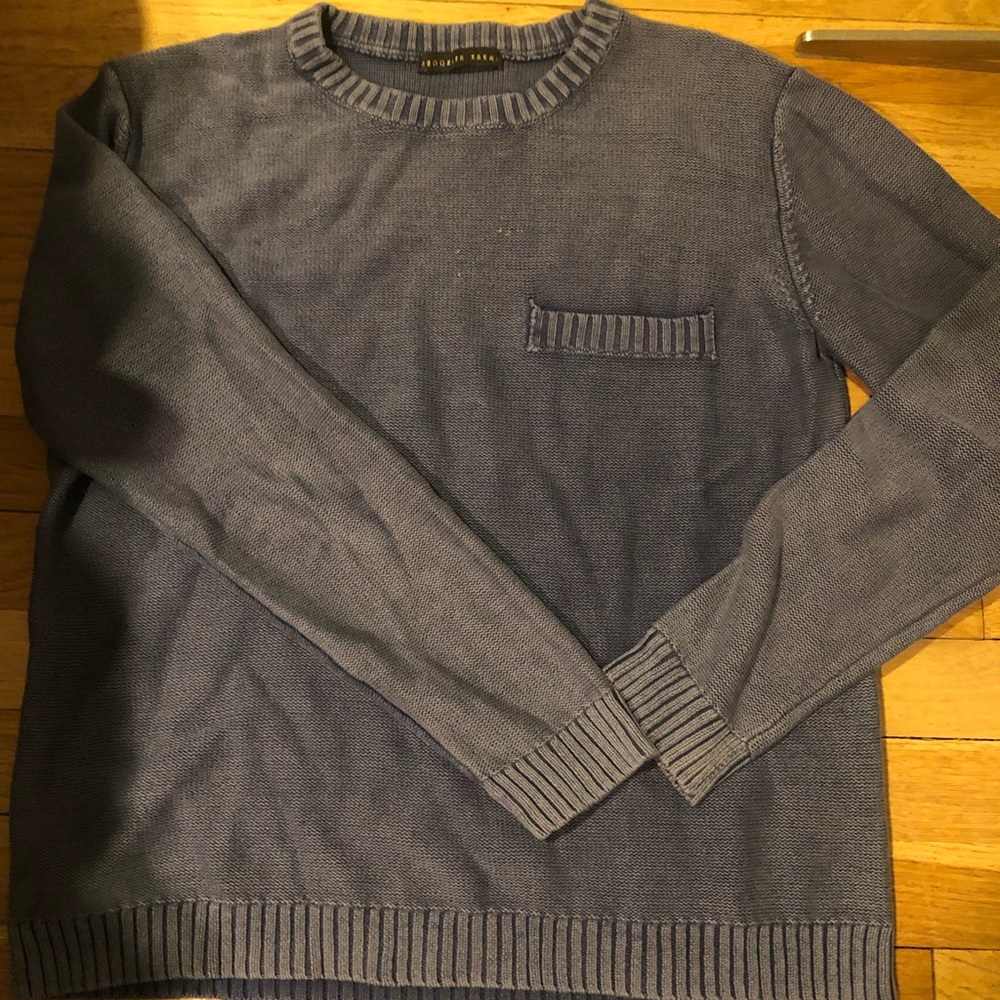 Blue distressed sweater